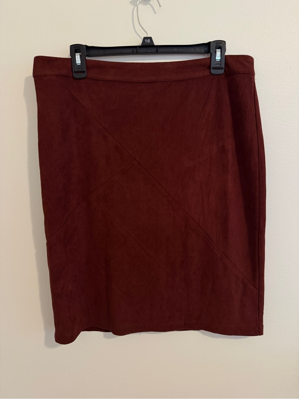 Pixley Burgundy Suede-Look Pencil Skirt